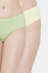 Bleeding Heart High Rise Full Coverage Bikini Panty (Pack of 2) - Green Yellow — thumbnail 1